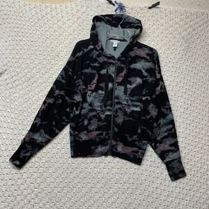 Athleta Sweatshirt Hoodie Women  Size XS‎ Full Zip Tie Die Black Pink  Blue